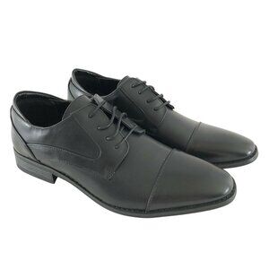Jivana Mens Black Oxford Business Dress Shoes Lace Up Faux Leather Size 9